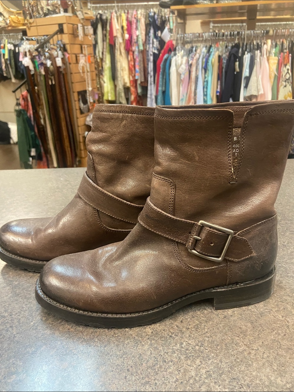 Frye Brown Leather Harness Boots